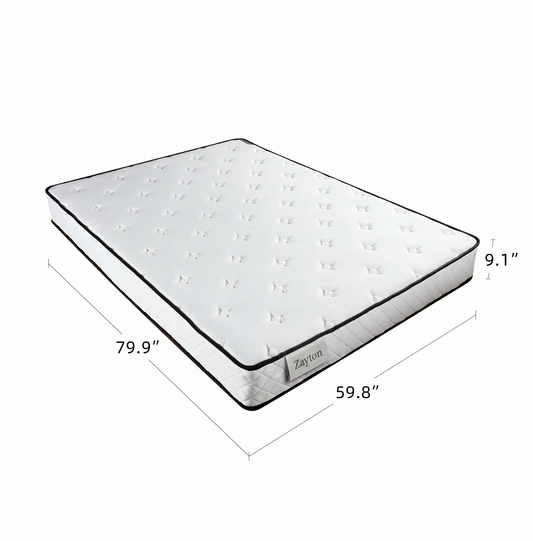 Zayton Queen Size 9.1 Inch Pocket Spring Memory Foam Mattress, CertiPUR-US Certified Medium Firm Hybrid Mattress