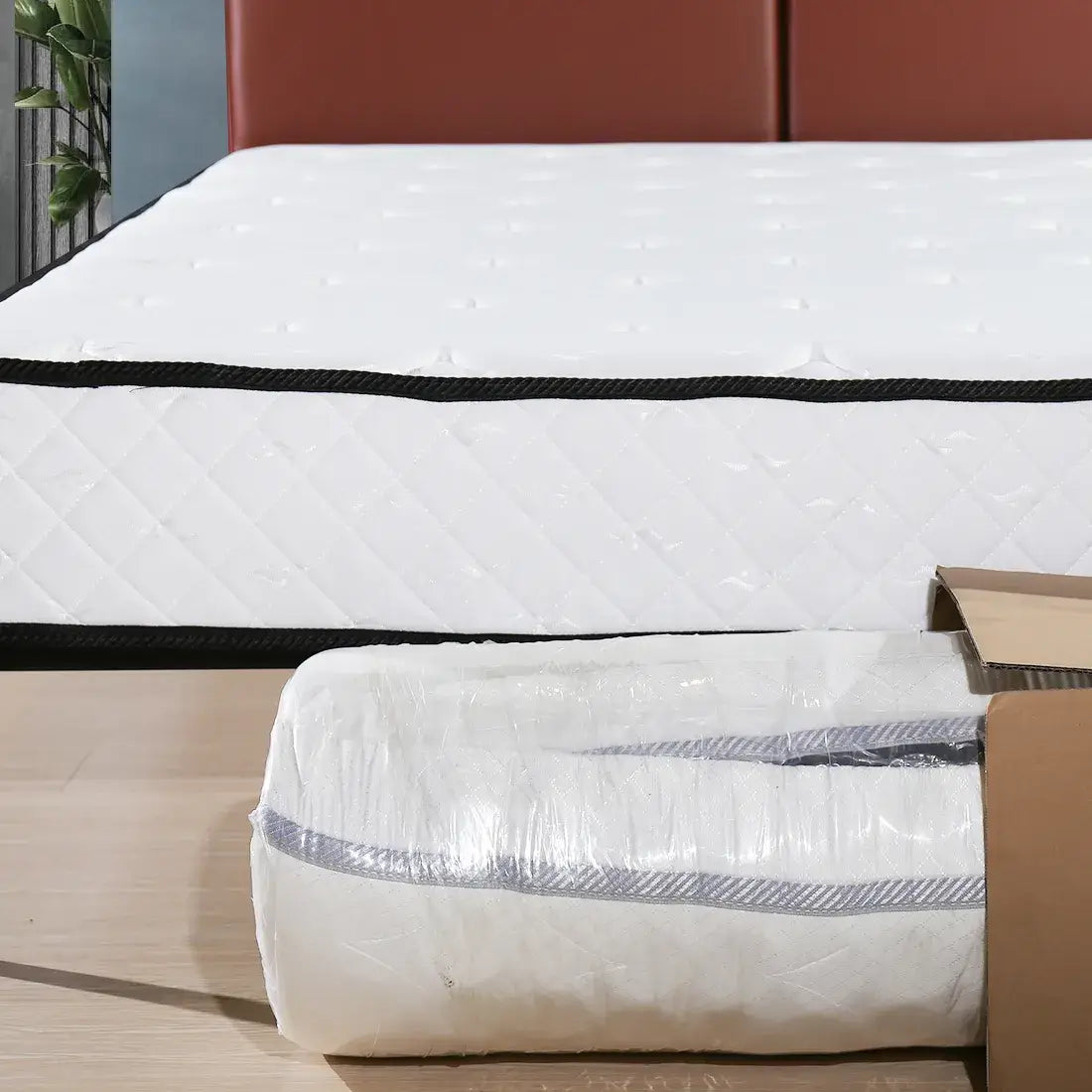 Zayton Queen Size 9.1 Inch Pocket Spring Memory Foam Mattress, CertiPUR-US Certified Medium Firm Hybrid Mattress