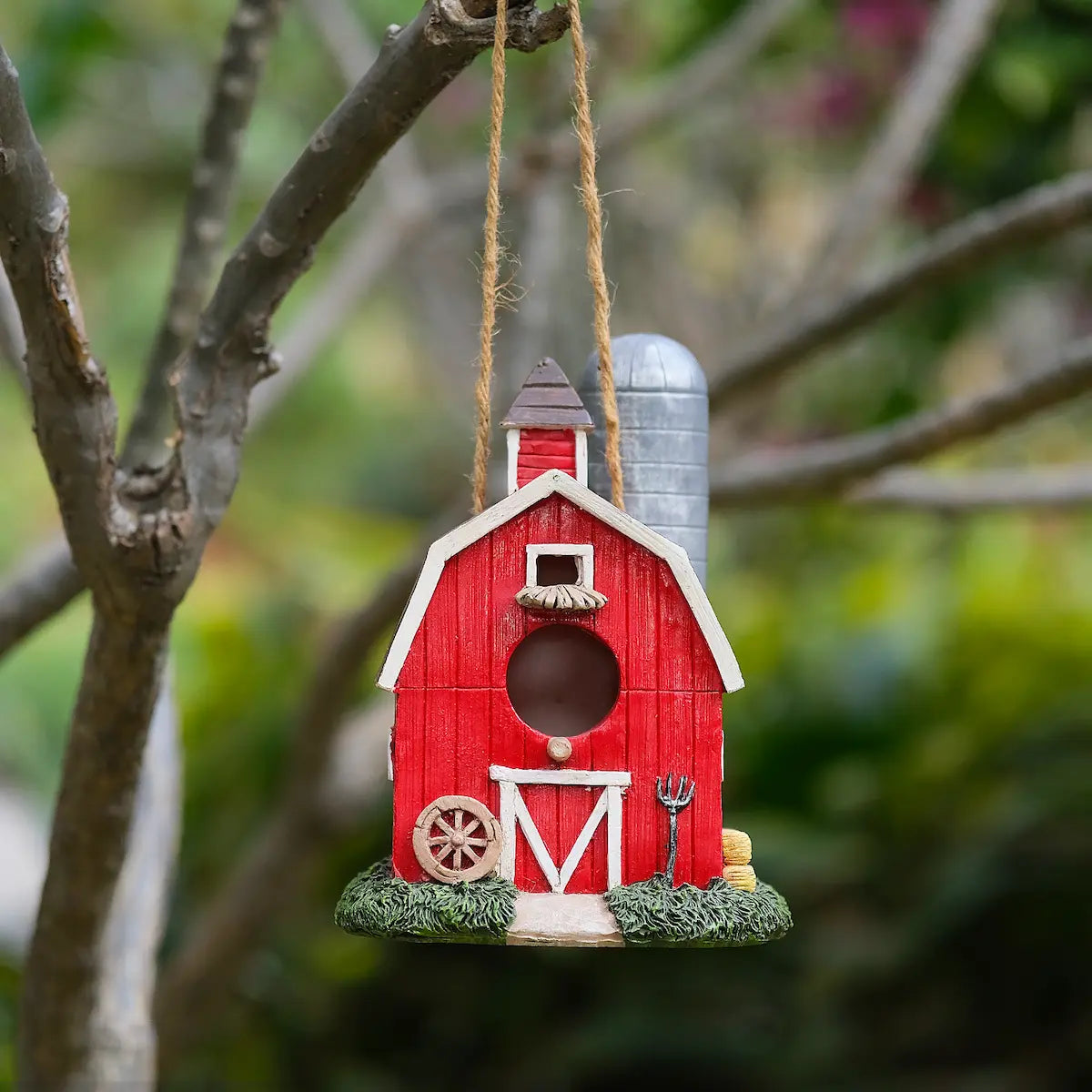 Hand-Painted Resin Birdhouse Garden Decor 