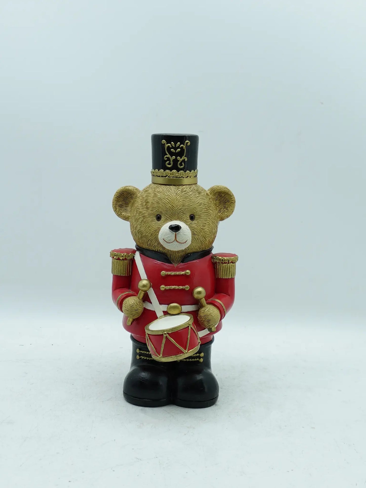 Christmas Teddy Bear Drummer Nutcracker Figurine