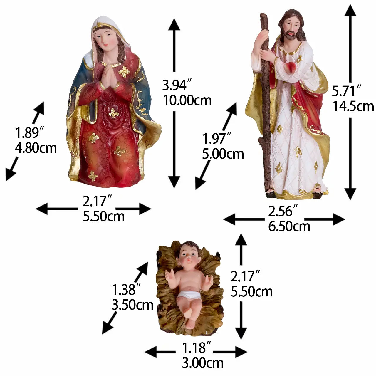 11-Piece Nativity Scene Set – Hand-Painted Resin Christmas Nativity Figurines with Holy Family, Three Wise Men, Angel, Shepherd & Animals – Indoor Holiday Decor