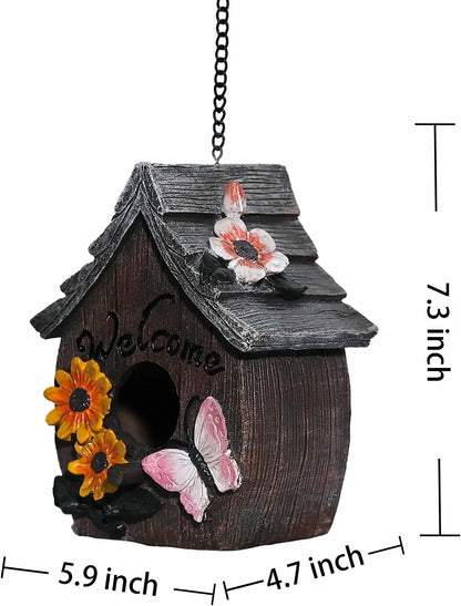 rustic hanging "Welcome" birdhouse ornament dimension