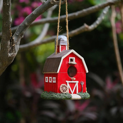 Red hanging birdhouse  outdoor decor