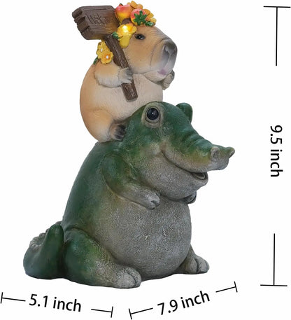 capybara on alligator welcome statue 9.5 inch