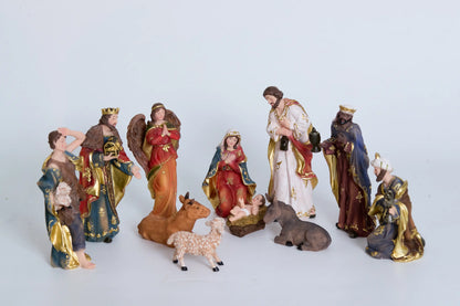 11-Piece Nativity Set – Hand-Painted Resin Christmas Nativity Figurines with Holy Family, Three Wise Men, Angel, Shepherd & Stable Animals – Indoor Holiday & Devotional Decor