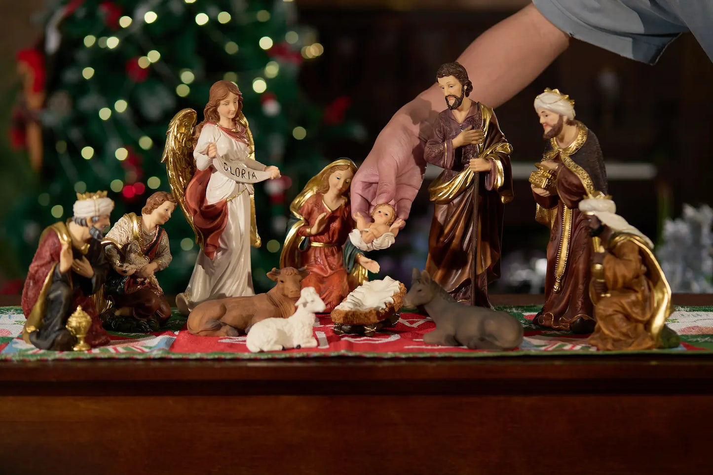 Zayton Statue Nativity Scene Set Christmas Crib Figurines Baby Jesus Manger Miniatures Ornament Church Catholic Gift Home Decor