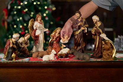 Zayton Statue Nativity Scene Set Christmas Crib Figurines Baby Jesus Manger Miniatures Ornament Church Catholic Gift Home Decor