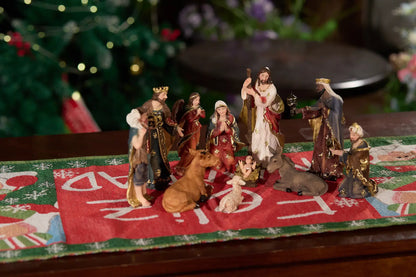 11-Piece Nativity Scene Set – Hand-Painted Resin Christmas Nativity Figurines with Holy Family, Three Wise Men, Angel, Shepherd & Animals – Indoor Holiday Decor