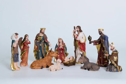 Full nativity scene set on white background showing all 11 figures