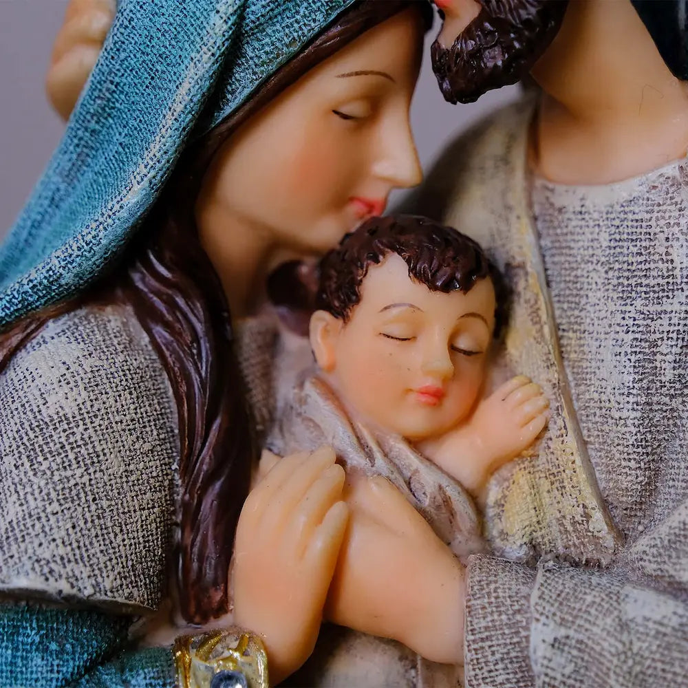 Holy Family Statue – Hand-Painted Resin Nativity Figurine – Christmas & Year-Round Catholic Home Altar Decor