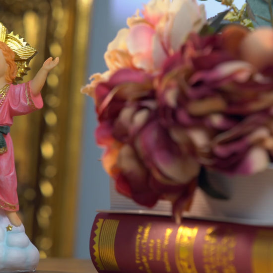 product video of Divine Child Resin Statue with Golden Sunburst Halo 