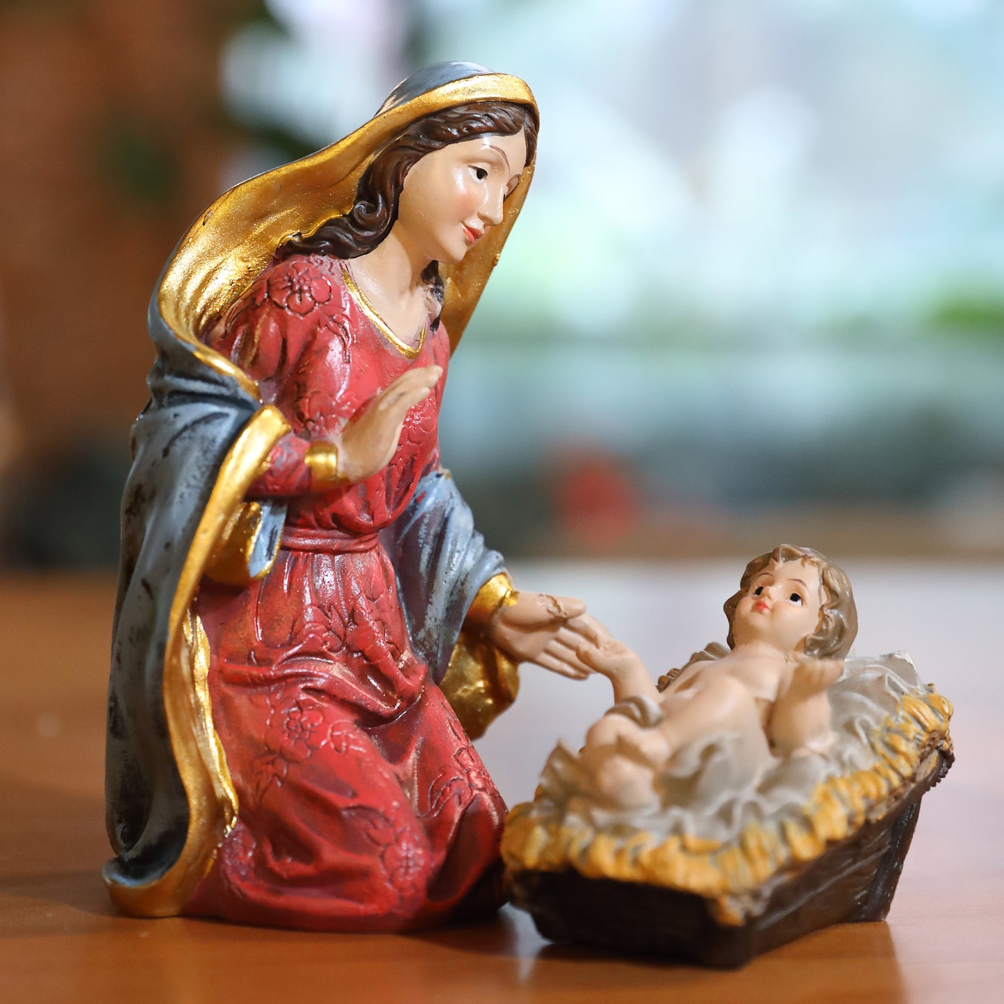 11 Piece Nativity Set, Hand-Painted Resin Christmas Figurines - Indoor Nativity Scene with Holy Family, Three Kings, Angel & Animals