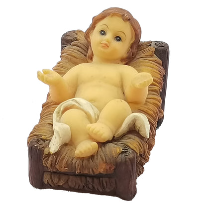 Zayton Nativity Scene Set Baby Jesus Manger Christmas Crib Figurines Miniatures Ornament Church Statue Xmas Gift Home Decoration
